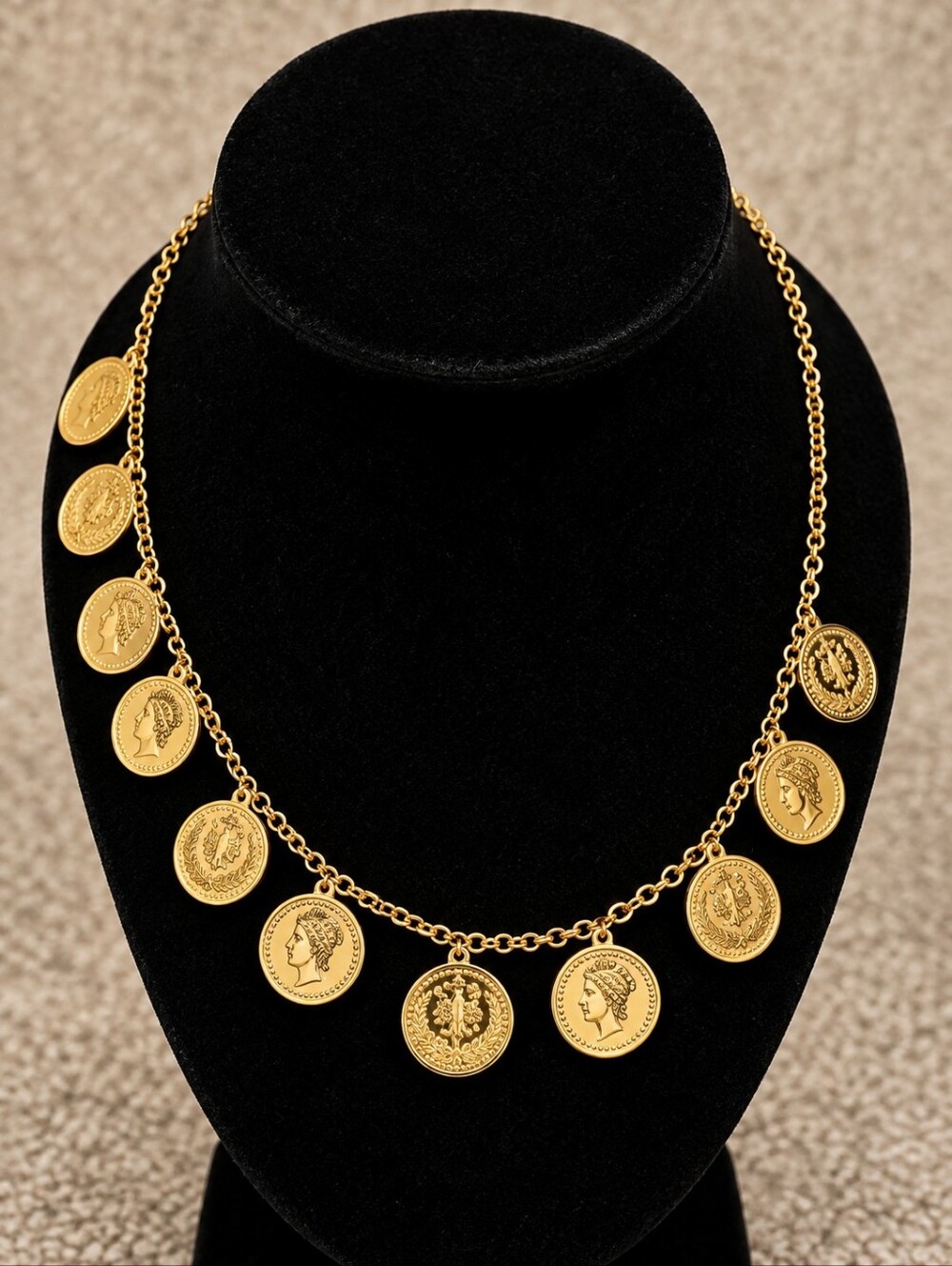 22kgp Dubai Jewelry Gold Coin Charm Necklace - Women Jewelry
